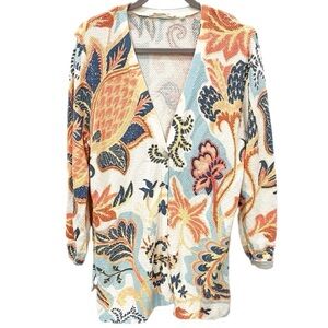 Soft Surroundings Sweater Women's XL Petite XLP Marin Floral Button Cardigan